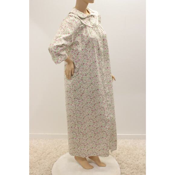 Vermont Country Store Floral Flannel Cotton Robe Womens M Pearl Snap Cozy Comfy - Picture 5 of 10